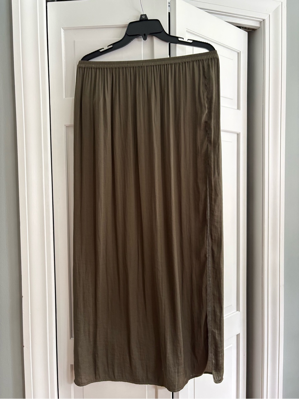 Classic Olive Maxi Skirt with Elastic Waist